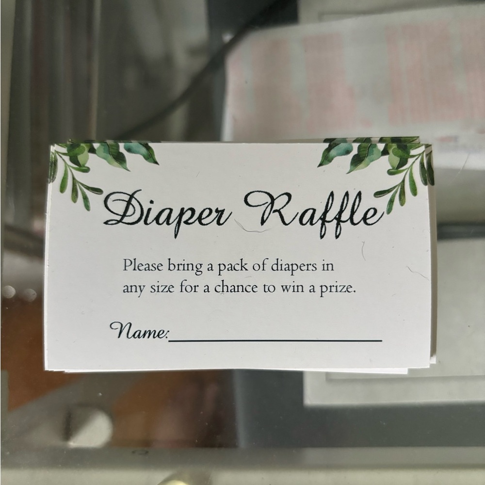 Green Leaf Diaper Raffle Cards
